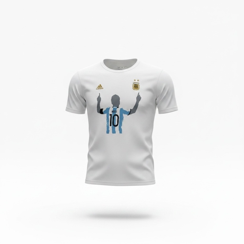 Adidas Lionel Messi Argentina Graphic T-Shirt White Mens Small AFA Soccer Tee